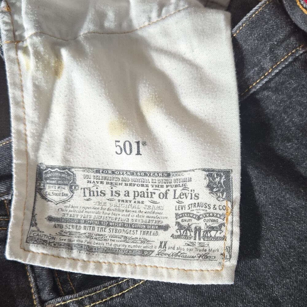 Levi's 501 Men's Vintage Jeans Black Cotton Button Fly W36 36in L30 30in - Picture 4 of 8